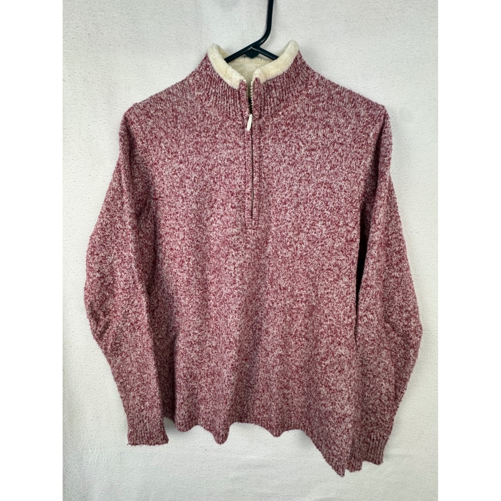 Woolrich Sweater Womens M Berry Heather Quarter Zip Fleece Lined Mock Neck 13585